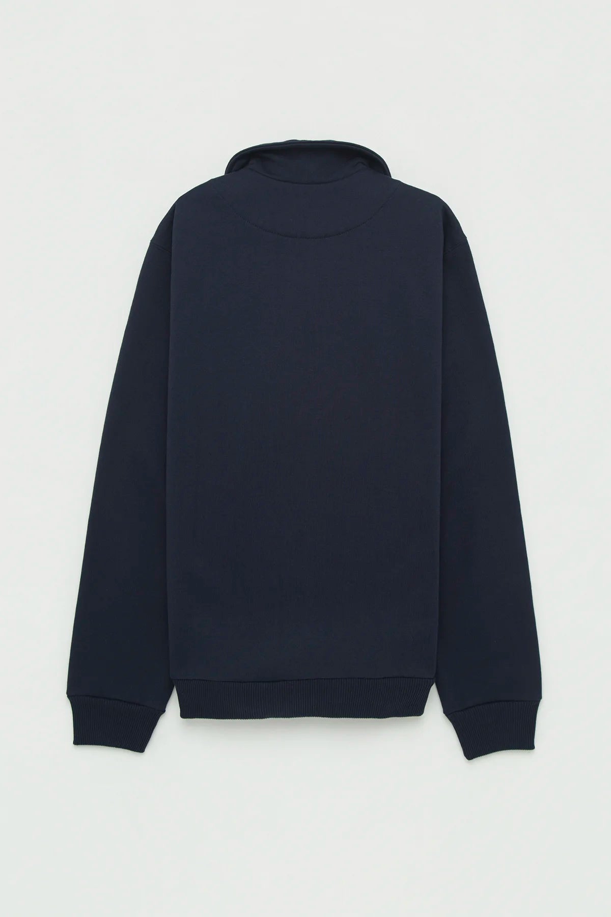 Buzo Perchado Half Zip Algodón Azul Oscuro